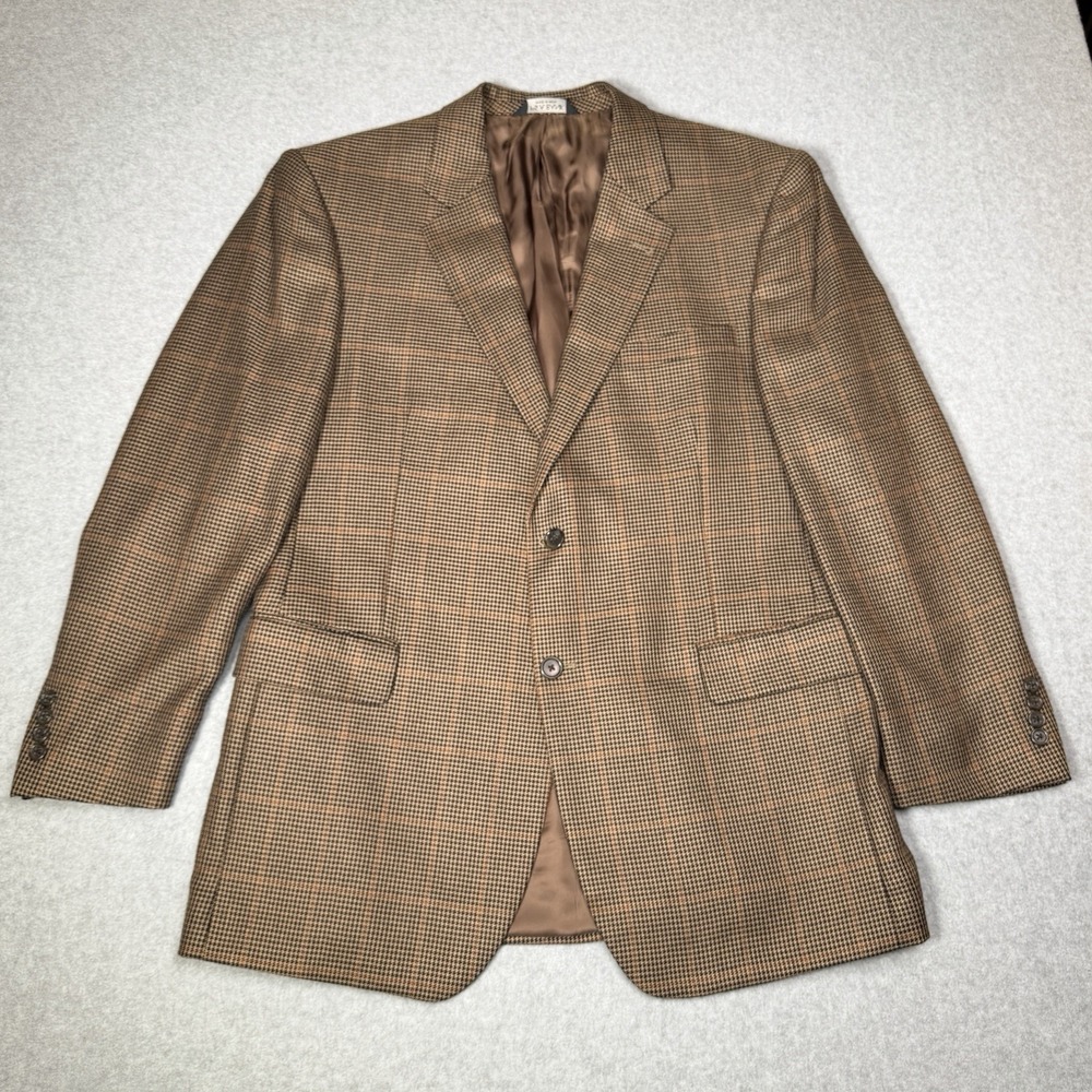Jos A Bank Signature Sport Coat Mens 44 R Houndstooth Windowpane Silk Camel Hair